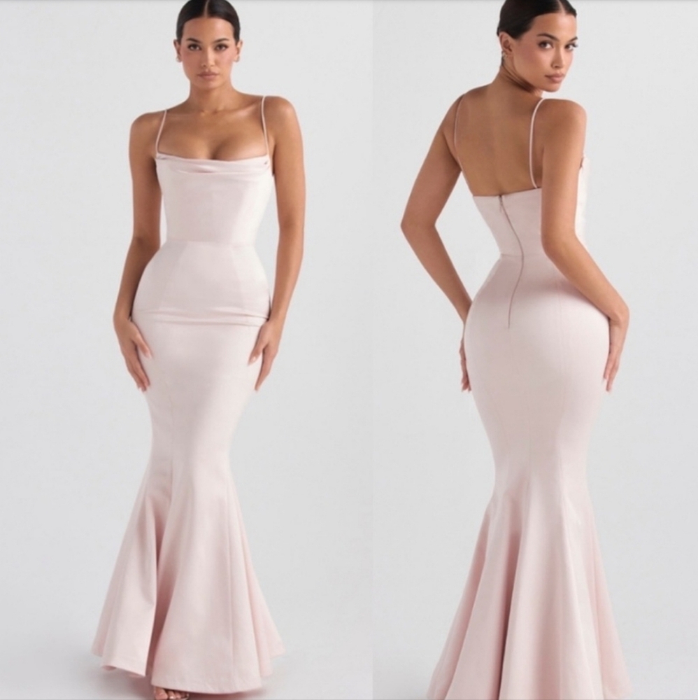 House of CB Pink Violette Satin Gown Size Small NWOT